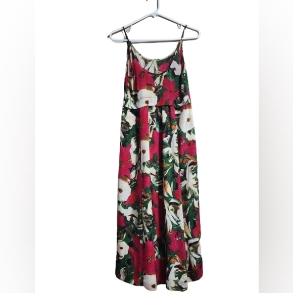 Wilfred Aritzia tropical floral maxi dress 100% silk size xxs color red … - Picture 2 of 5